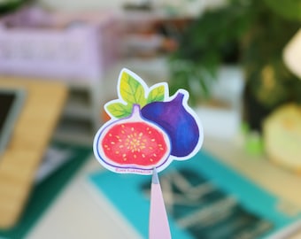 Cute Purple Fig Illustration | Fruit and Fig Leaf Sticker | Aesthetic Stationery for Scrapbooking |   Purple Matte Vinyl Bujo Decal