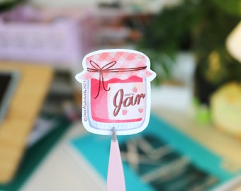 Cottagecore Jam Jar Sticker | Cozy Illustrated Vintage Homemade Preserves | Cute Aesthetic Stationery | Matte Vinyl Strawberry Jelly Decal