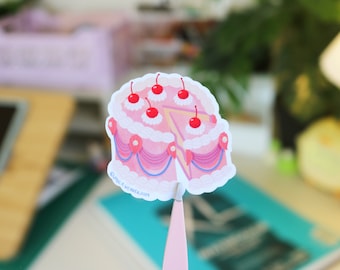 Vintage Cake Sticker | Pink Bento Cake Pastry Decal | Matte Vinyl Kawaii Aesthetic Stationery for Scrapbook / Laptop / Bujo | Gift for Baker