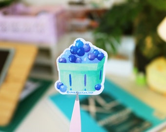 Blueberry Pint Sticker | Cute Farmer's Market Blueberries | Illustrated Matte Fruit Decal | Cottagecore Aesthetic Scrapbooking Stationery
