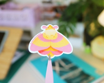 Cute Rosy Maple Moth Sticker | Pink Lemonade Moth Decal | Aesthetic Stationery Supplies | Matte Vinyl Illustrated Insect | Bug Art Gift