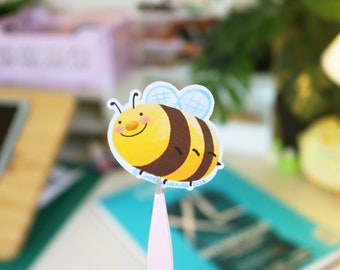 Happy Bumble Bee Sticker | Cute Smiling Bee Decal | Honey Bee Illustration | Aesthetic Stationery | Save The Bees | Nature Bug Art