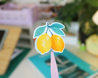 Illustrated Lemon Pair Sticker | Aesthetic Fruit Stationery Supplies for Scrapbooking | Lemonade Art | Matte Vinyl Decal for Laptop / Bujo