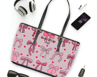 Borsa a tracolla in pelle con fiocco chic: borsa tote con fiocco rosa