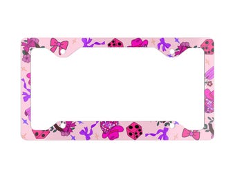 Stylish Metal License Plate Frame, Playful Pink Car Decor, Personalized Gift, Trendy Vehicle Accessory, Fun Car Decor, Car Enthusiast Gift