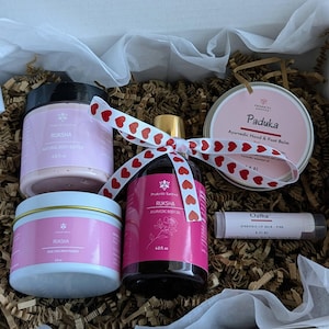 Ayurvedic Self Care Gift Set: Natural Body Oil, Rose Face Pack