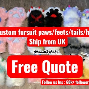 Handmade custom fursuit paws, Animal Paws Claws White Pink Heart Furry Faux Fur Cute Dog Wolf Fox Cat Dog Paws|ship from the UK