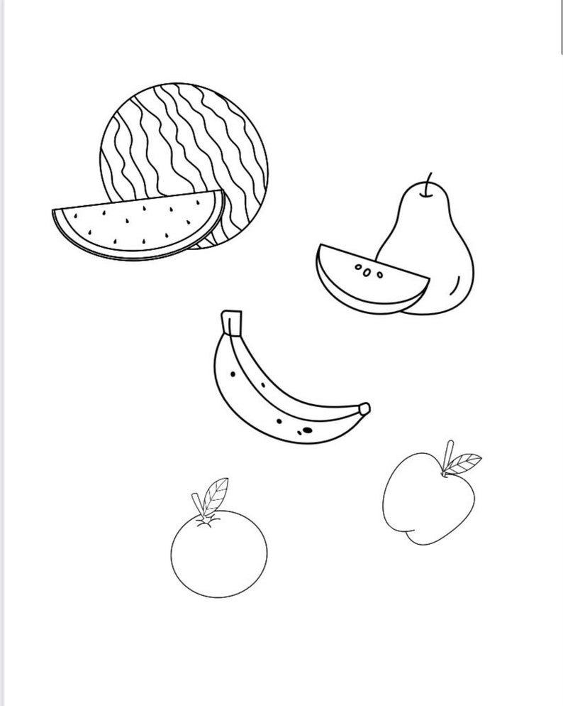 Preschool Coloring Pages Fruit Simple and Unique Worksheets - Etsy