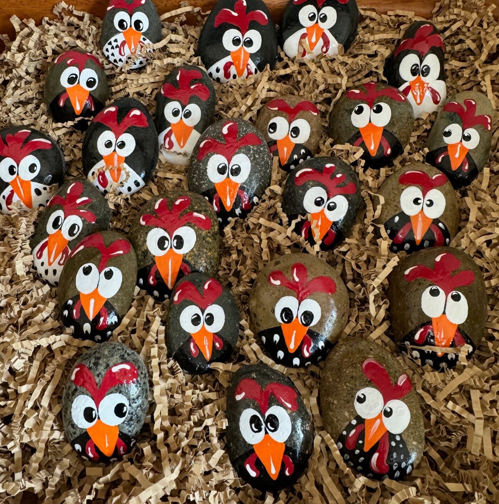 Chicken Small Rocks Flock of 3 or 6 Hand-painted Chicken Rocks! These Little Cluckers Are a ...