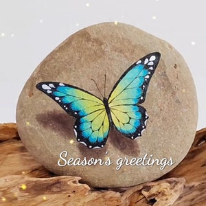 Christmas gift Painted Butterfly Rocks, Painted stones, Personalized Rocks , stone art, Rock art,Special Message Painted Rocks