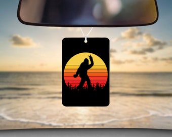 Bigfoot Peace Sign Car Air Freshener: Custom Scented Sasquatch Gift