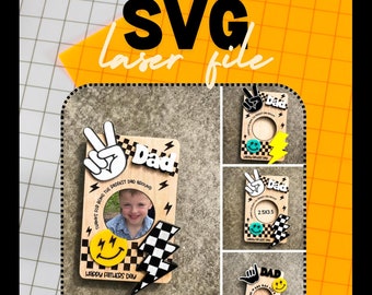 SVG Vatertag Rad Dad Kühlschrankmagnet Fotorahmen Datei | Vatertag Digitale Datei | Geschenk für Papa | Laserfertige Datei | Kühlschrank Foto Magnet