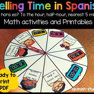 Telling Time Worksheets-Spanish-Math activities