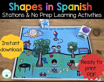 DIGITAL-Shapes in Spanish for Preschool- Educational Printables- Early education-Homeschool- Games - Worsheets-Bilingual