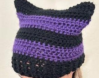 Halloween Cat-Ear Beanie Crochet Pattern