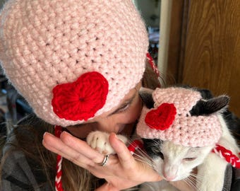 Matching Cat & Human Valentine’s Day Hats Crochet Pattern