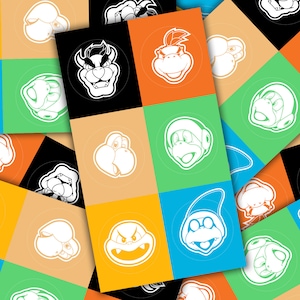 Super Mario Sticker Pack  Set of 6 | Bowser Pack | weatherproof matte stickers