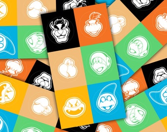 Super Mario Sticker Pack  Set of 6 | Bowser Pack | weatherproof matte stickers