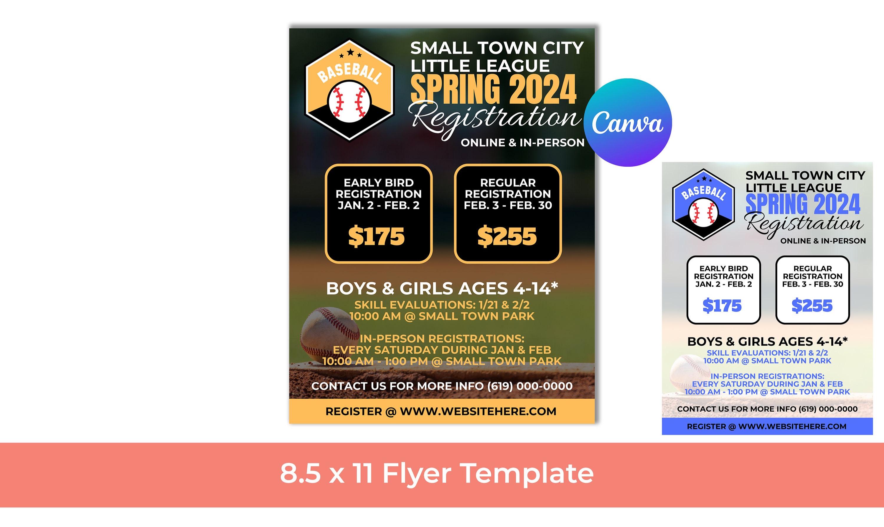 Baseball Registration Flyer, Sports Registration Flyer Template, Little ...