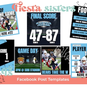 14 Fußball Canva Vorlagen, Social Media Posts, Instagram Bundle, Facebook Fußball Grafiken, bearbeitbar, Schulsport, Fußball Post