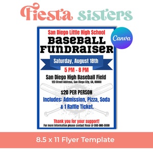 Baseball Fundraiser Flyer, Sport Fundraiser Flyer, Fundraiser Poster 8.5x11