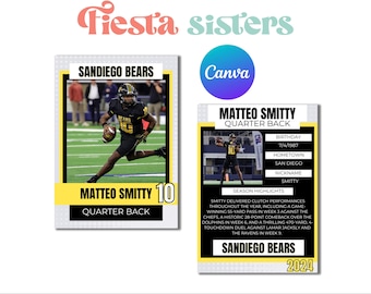 Sports Trading Card Template, Custom Trading Card, Canva Template, Personalized Baseball Player Card, Baseball Collector Card, Athlete Gift