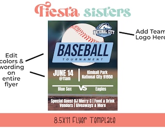 Baseball Tournament Flyer, Baseball Game Flyer, Baseball Poster 8.5x11