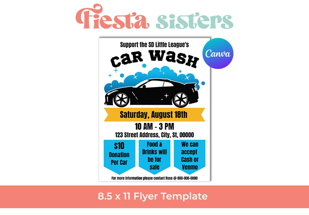 Car Wash Fundraiser Flyer, Car Wash Flyer, Fundraiser Poster 8.5x11 Etsy