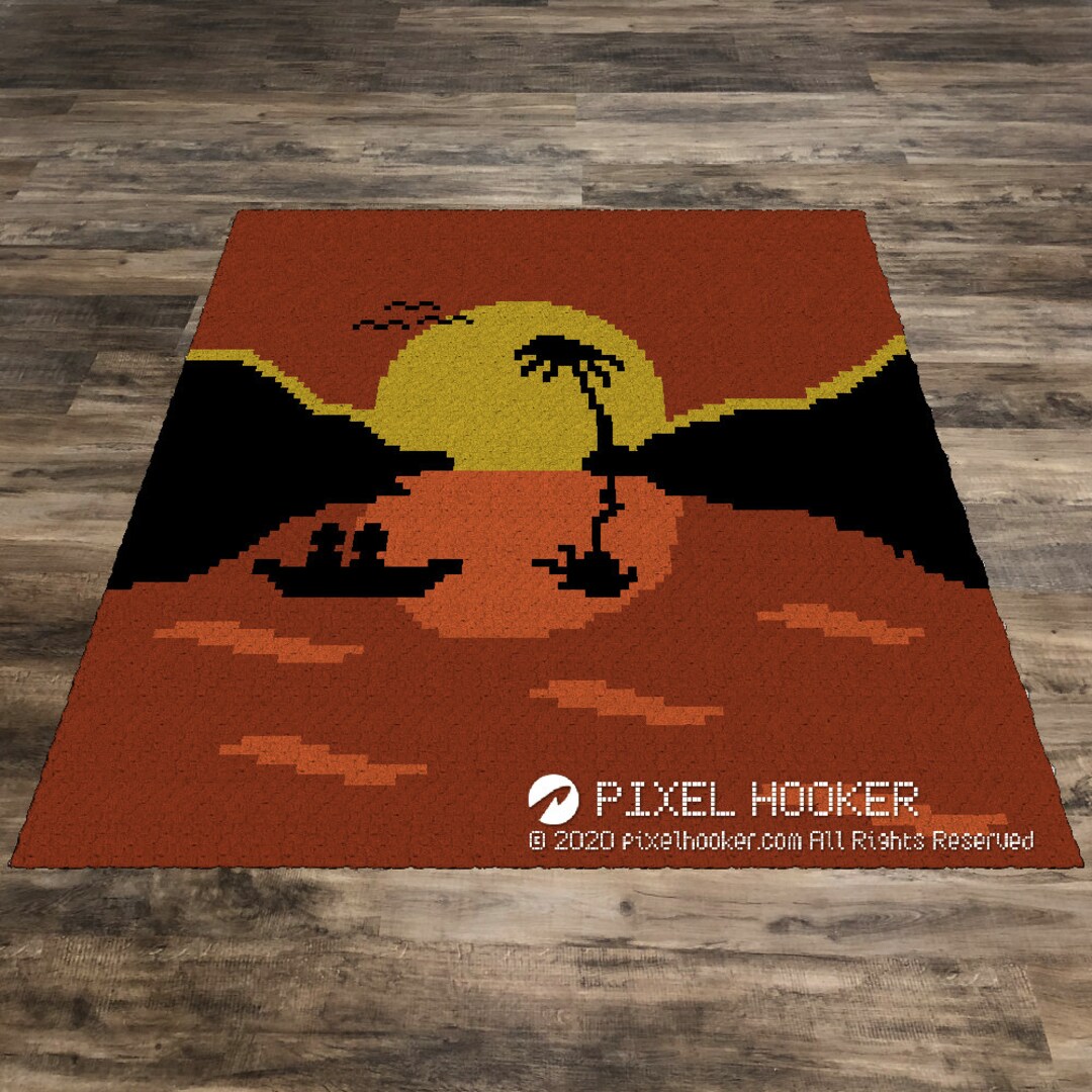 Beach Sunset Afghan Blanket PDF Pattern C2C and Row by Row Etsy
