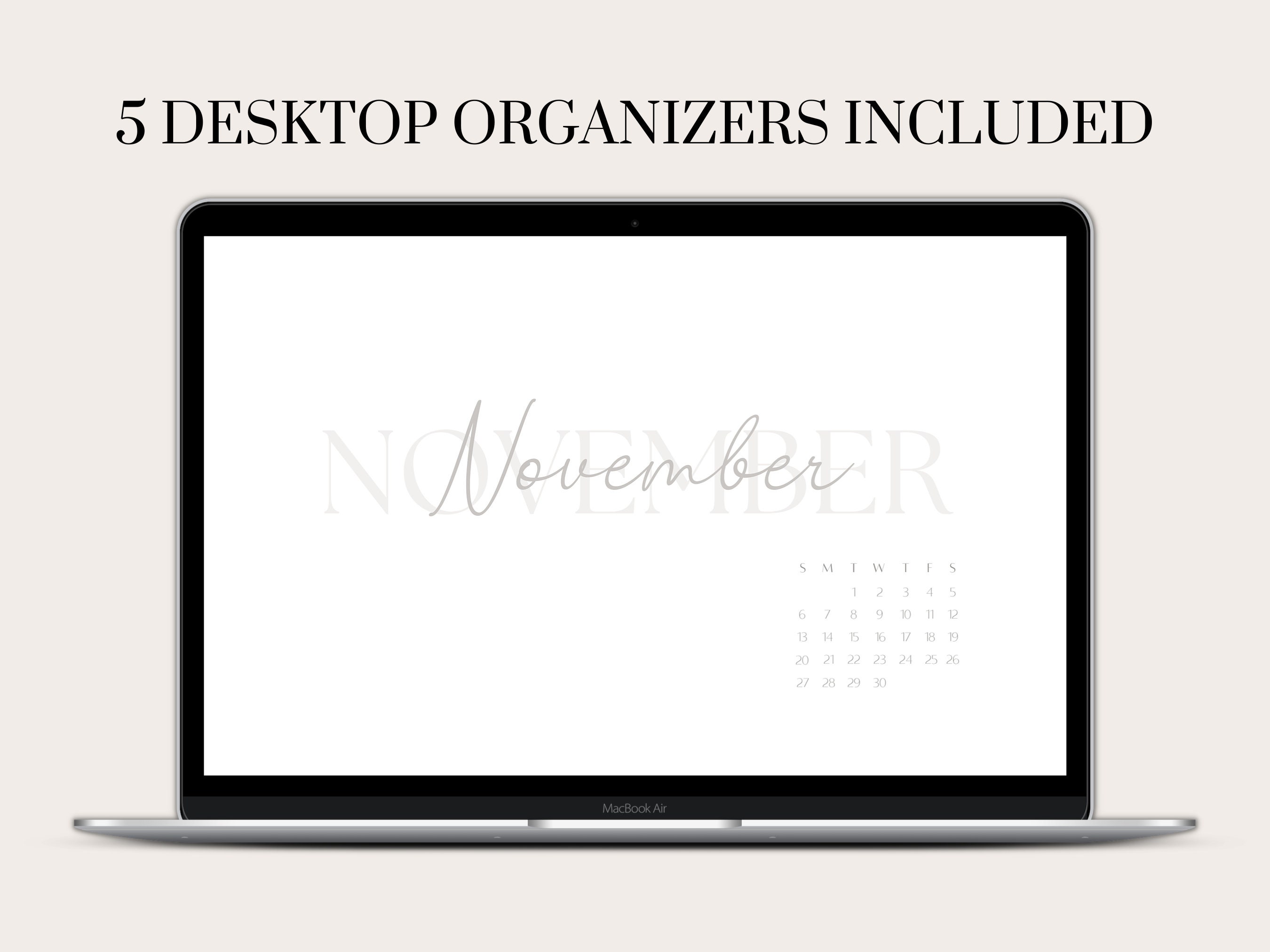 Minimalist Grey Desktop Organizer Wallpapers With Calendar august 2023