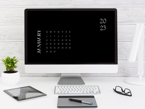 Desktop Wallpaper Organizers With Monthly Calendar jan Dec 2024 Folder  Icons Dark Mode School, Work, to Do, Mac, Windows, Desktop - Etsy