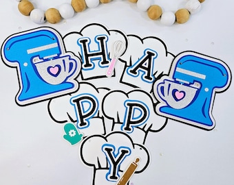 Personalized Baking Birthday Banner: Handmade Kitchen Party Decor