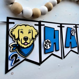 Personalized Golden Retriever Puppy Birthday Banner | Puppy Pawty Birthday Decor | Dog Themed Birthday | Dog Party Decor for Baby Shower