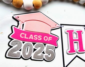 Personalized Pink Graduation 2025 Banner | Custom Graduation Banner 2025 | Class of 2025 Graduation Banner with Name | Graduation 2025 Dec