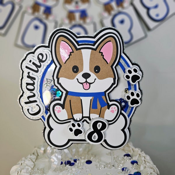 Corgi Shaker Cake Topper: Personalized Puppy Birthday Party Decor