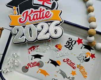 2026 Graduation Confetti Multiple Colors:  Silver, Red, Pink, Rose Gold, Blue, Green Grad Decorations