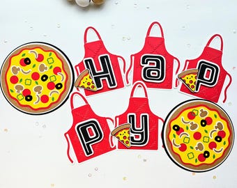 Personalized Pizza Party Banner: Handmade Cardstock Pizza Decor