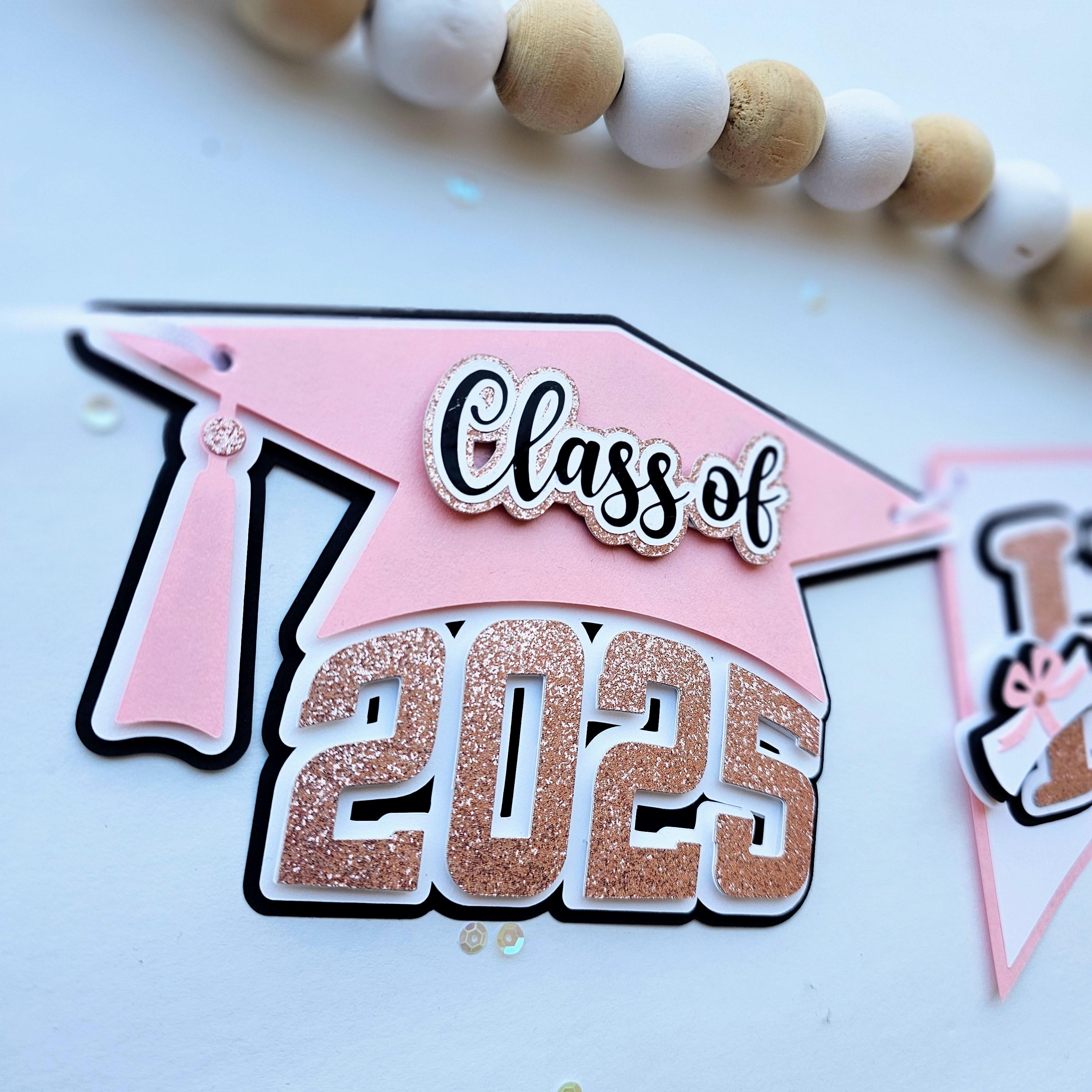 Personalized Pink Graduation 2025 Banner | Custom Graduation Banner 2025 | Class of 2025 Graduation Banner with Name | Rose Gold Graduation