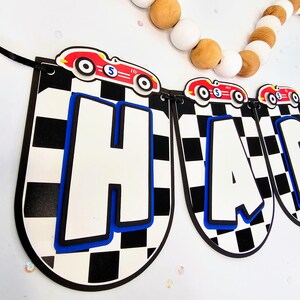 Race Car Themed Birthday Banner | Racing Photo Banner | Checkered Racing 1st Birthday Party Decor | Two Fast Birthday | Race Car Party Decor