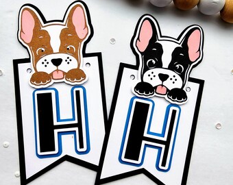 Puppy Birthday Banner for Dog Theme Party | French Bulldog Banner | Kid&#39;s Birthday Party | Dog Birthday Decor for Baby Shower or Retirement