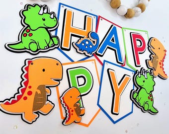 Personalized Dinosaur Birthday Banner: Handmade Cardstock Party Decor