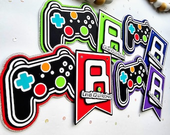 Personalized Video Game  Birthday Banner | Gamer Name Party Banner | Custom Gamer Level Unlocked Birthday Age Banner | Kids Party Banner