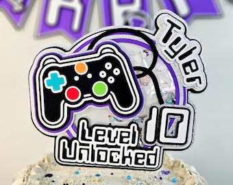 Personalized Gamer Cake Topper: Video Game Birthday Party Decor