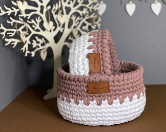 Beige basket, Storage basket, Cosmetics basket, Basket handmade, Gift basket, Basket for small things