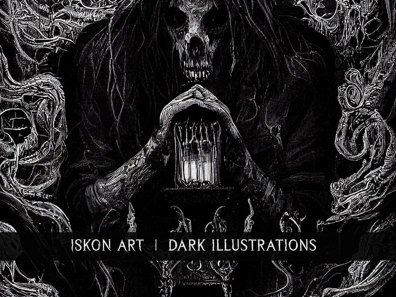 Clues in the Darkness Gothic Art Print Horror Drawings Dark Art