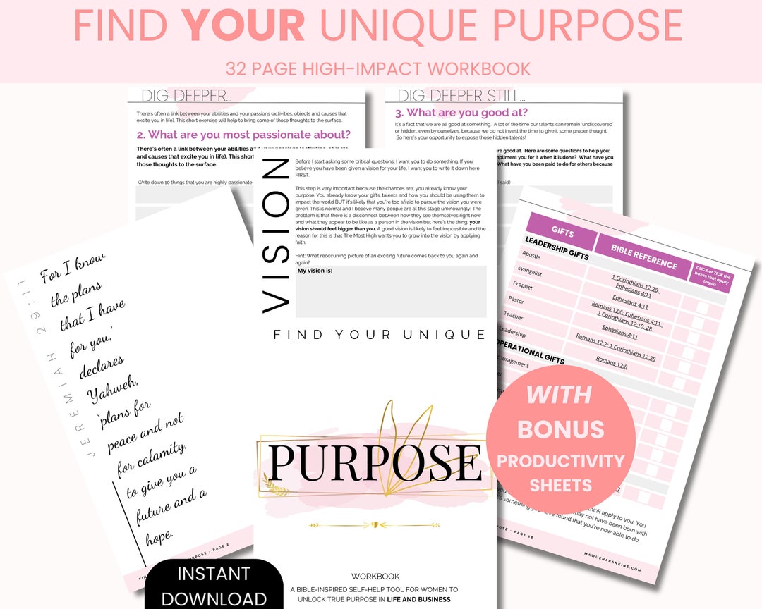 Find Your Purpose Workbook Find Purpose Life Purpose Journaling