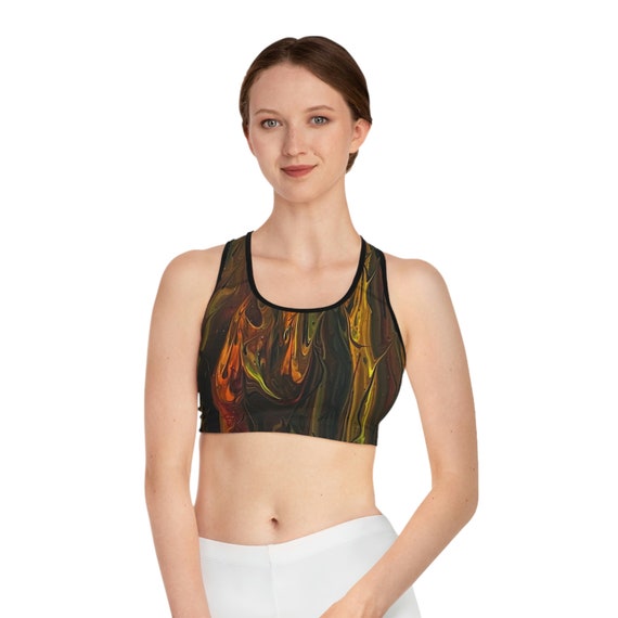 Trees Nature Fire Flames Hippie Boho Goth Yoga Sports Bra