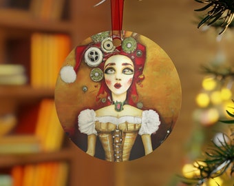 Steam Punk Christmas Girlie Elf Metal Christmas Ornament #Oddities #SciFiChristmas