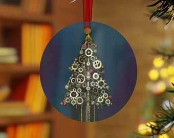 Steampunk Christmas Tree Metal Christmas Ornament #SciFiChristmas #Robots