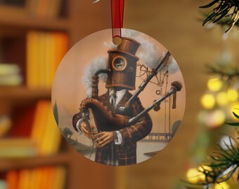 Scottish Robot Bagpiper Metal Christmas Ornament #Oddities #SciFiChristmas #Scottish
